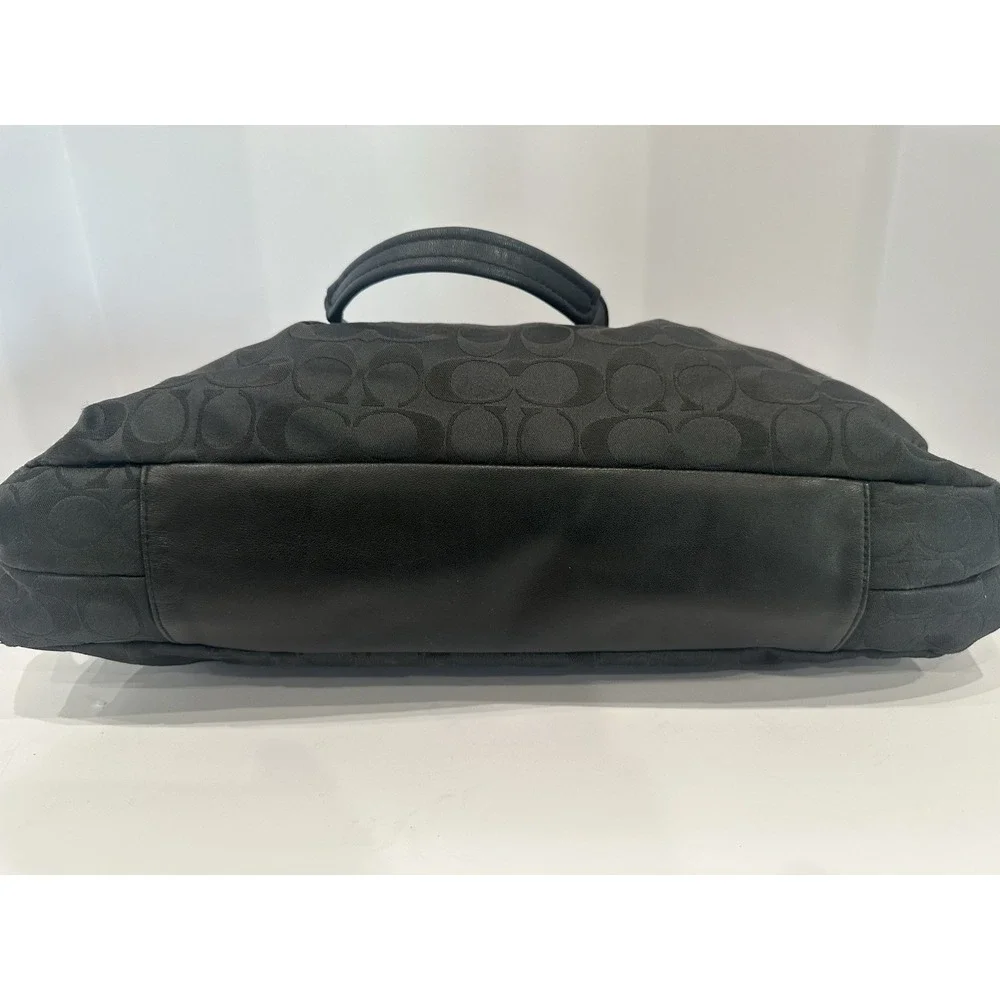 Coach Ashley F19244 Black Signature C Jacquard Leather Carryall Shoulder Bag